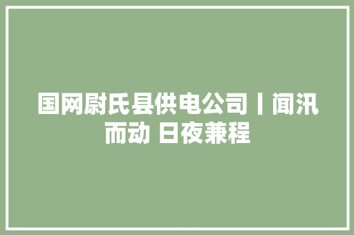 国网尉氏县供电公司丨闻汛而动 日夜兼程