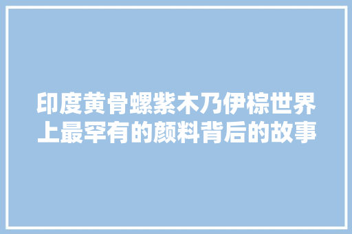 印度黄骨螺紫木乃伊棕世界上最罕有的颜料背后的故事