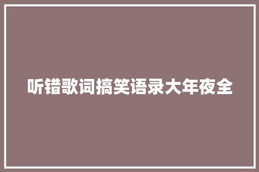 听错歌词搞笑语录大年夜全