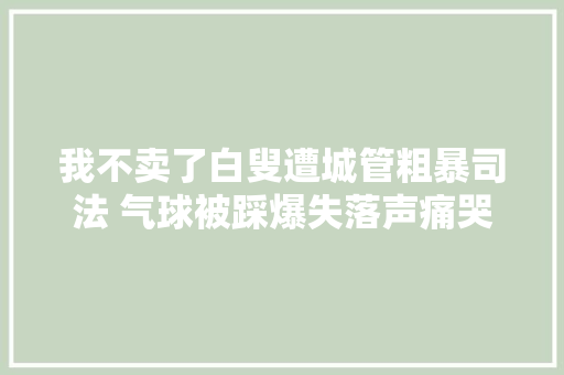 我不卖了白叟遭城管粗暴司法 气球被踩爆失落声痛哭 官方回应