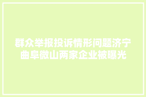 群众举报投诉情形问题济宁曲阜微山两家企业被曝光