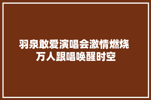 羽泉敢爱演唱会激情燃烧 万人跟唱唤醒时空