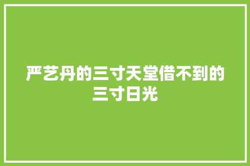 严艺丹的三寸天堂借不到的三寸日光
