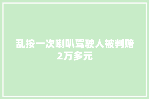 乱按一次喇叭驾驶人被判赔2万多元