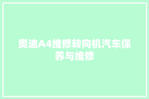 奥迪A4维修转向机汽车保养与维修
