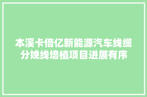 本溪卡倍亿新能源汽车线缆分娩线培植项目进展有序