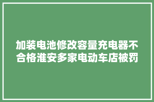 加装电池修改容量充电器不合格淮安多家电动车店被罚