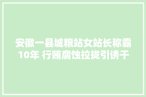 安徽一县城粮站女站长称霸10年 行贿腐蚀拉拢引诱干部