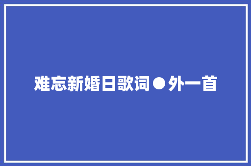 难忘新婚日歌词●外一首