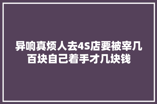 异响真烦人去4S店要被宰几百块自己着手才几块钱