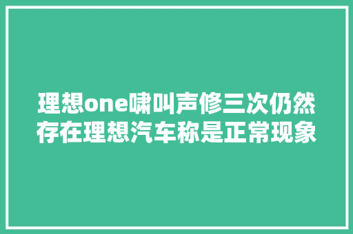 理想one啸叫声修三次仍然存在理想汽车称是正常现象