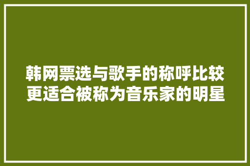 韩网票选与歌手的称呼比较更适合被称为音乐家的明星