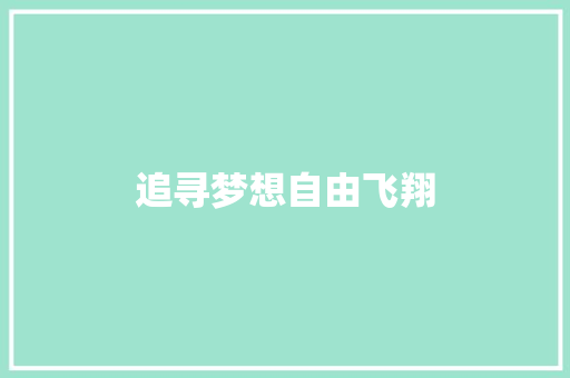 追寻梦想自由飞翔