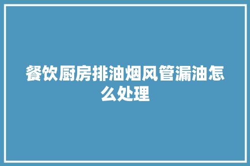 餐饮厨房排油烟风管漏油怎么处理