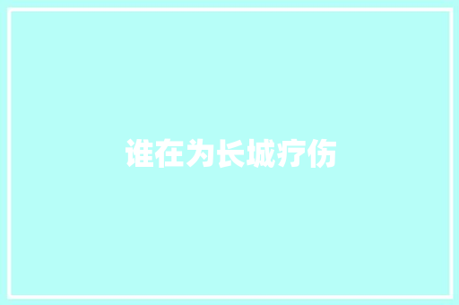 谁在为长城疗伤