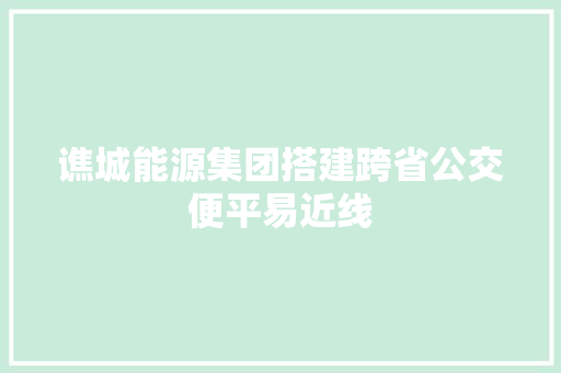 谯城能源集团搭建跨省公交便平易近线