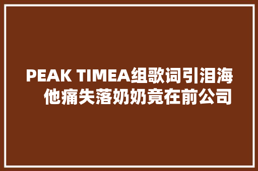 PEAK TIMEA组歌词引泪海　他痛失落奶奶竟在前公司遭咒去世