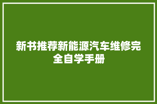 新书推荐新能源汽车维修完全自学手册