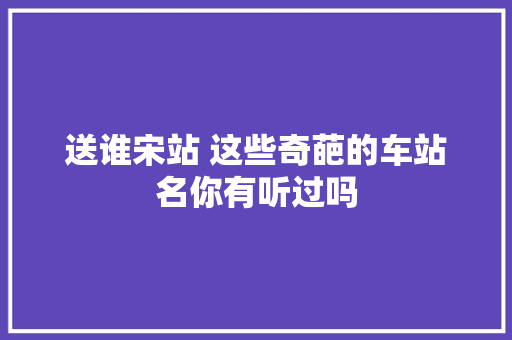 送谁宋站 这些奇葩的车站名你有听过吗