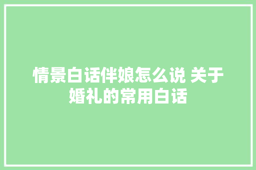 情景白话伴娘怎么说 关于婚礼的常用白话