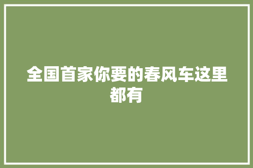 全国首家你要的春风车这里都有