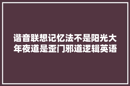 谐音联想记忆法不是阳光大年夜道是歪门邪道逻辑英语009