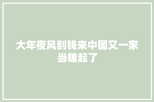 大年夜风刮钱来中国又一家当雄起了