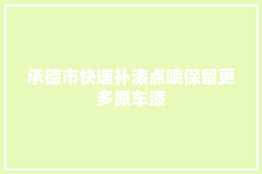承德市快速补漆点喷保留更多原车漆
