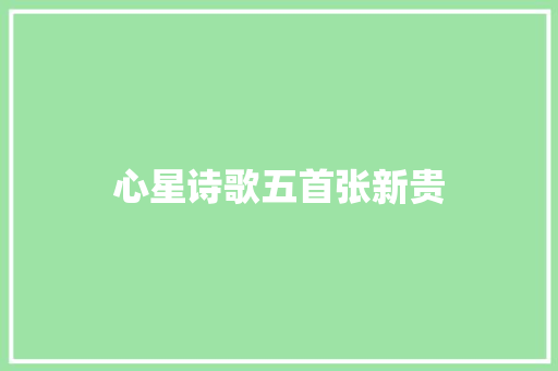 心星诗歌五首张新贵