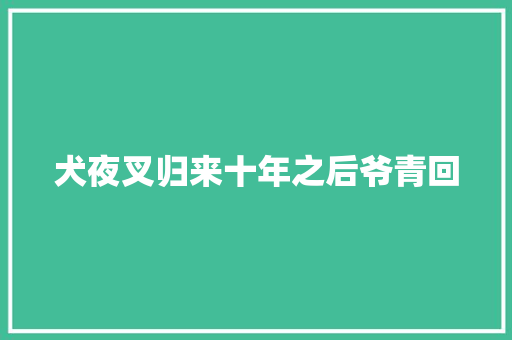 犬夜叉归来十年之后爷青回