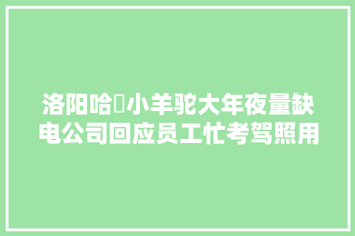 洛阳哈啰小羊驼大年夜量缺电公司回应员工忙考驾照用户补偿筹划来了