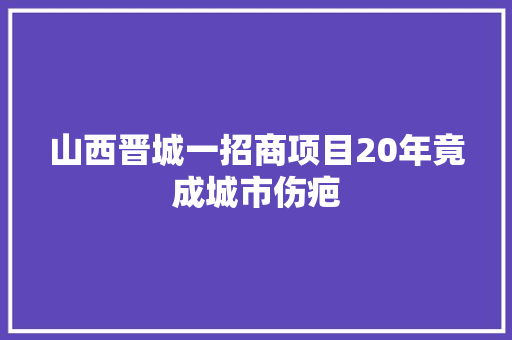 山西晋城一招商项目20年竟成城市伤疤