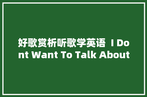 好歌赏析听歌学英语  I Dont Want To Talk About It