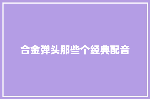 合金弹头那些个经典配音