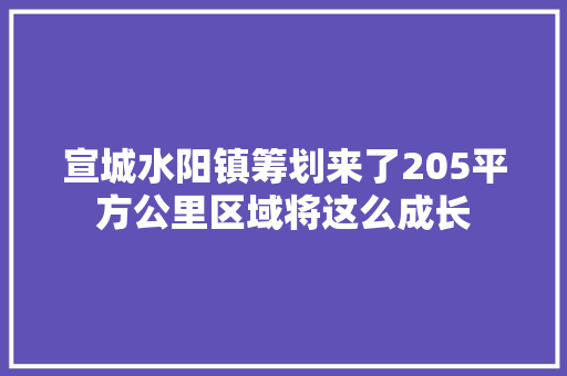 宣城水阳镇筹划来了205平方公里区域将这么成长