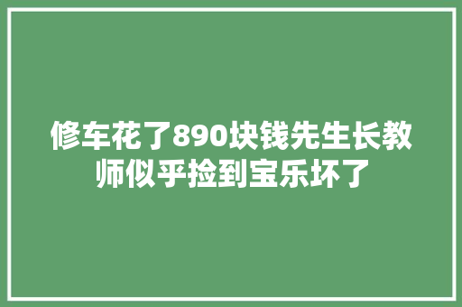 修车花了890块钱先生长教师似乎捡到宝乐坏了