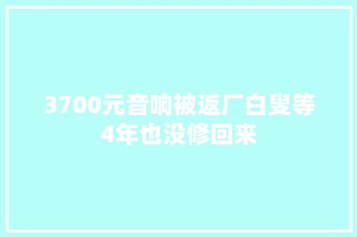 3700元音响被返厂白叟等4年也没修回来