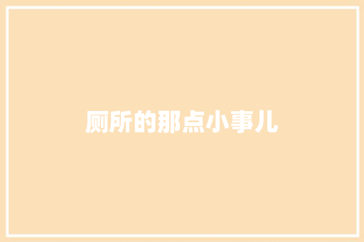 厕所的那点小事儿