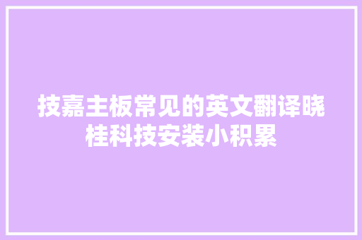技嘉主板常见的英文翻译晓桂科技安装小积累