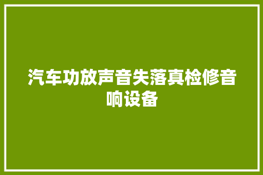 汽车功放声音失落真检修音响设备