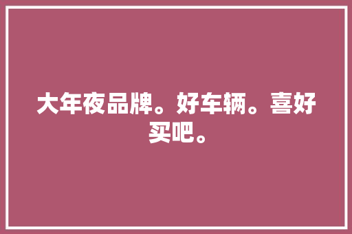 大年夜品牌。好车辆。喜好买吧。 汽车知识