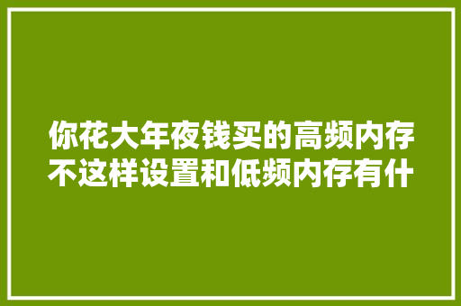 你花大年夜钱买的高频内存不这样设置和低频内存有什么两样