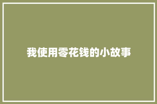 我使用零花钱的小故事