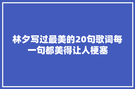 林夕写过最美的20句歌词每一句都美得让人梗塞 休闲娱乐