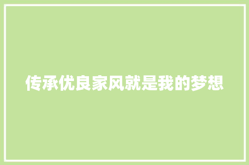 传承优良家风就是我的梦想