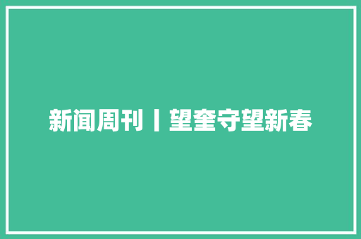 新闻周刊丨望奎守望新春