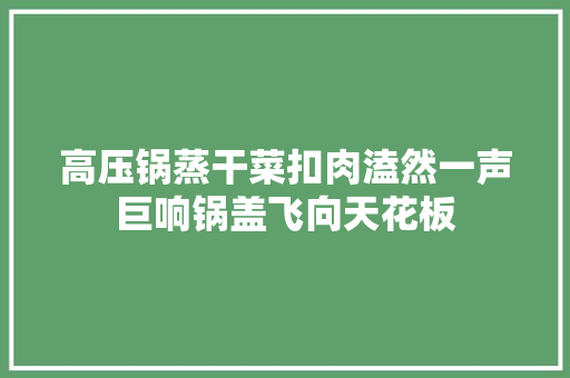 高压锅蒸干菜扣肉溘然一声巨响锅盖飞向天花板