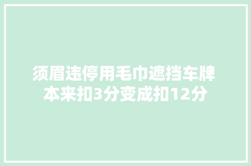 须眉违停用毛巾遮挡车牌 本来扣3分变成扣12分
