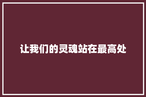 让我们的灵魂站在最高处