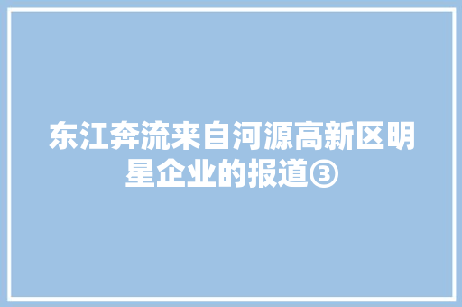 东江奔流来自河源高新区明星企业的报道③
